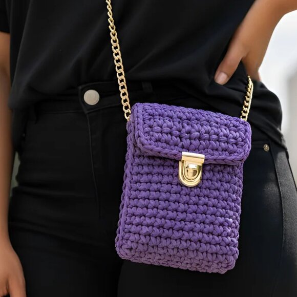 The Violet Chain Knit Crossbody- Handmade Handbag - Picture 5 of 5